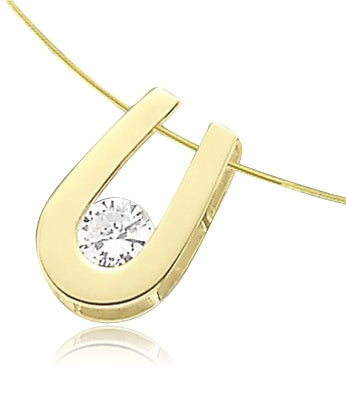 round stone pendant set in gold vermeil horseshoe