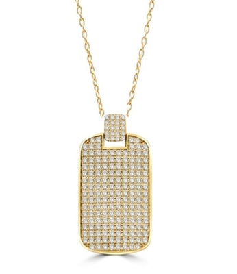 Designed to Impress, this solid tablet pendant is perfect for your he-man! One side completely covered with Diamond Essence Accents, 2" H and 1-1/4"W. In 14k Gold Vermeil. Chain Not Included.