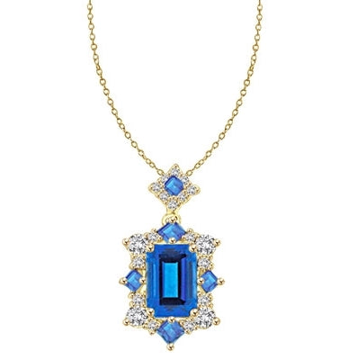 emerald cut aquamarine stone pendant in Gold Vermeil