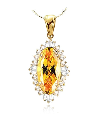Marquise cut Citrine stone Gold vermeil pendant
