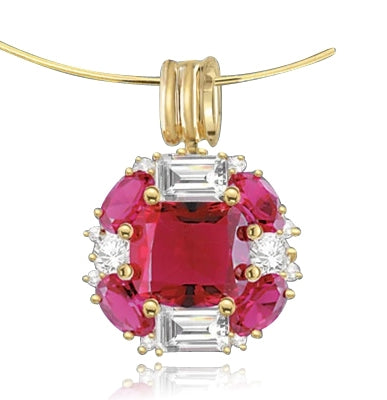 pink ruby gold vermeil pendant