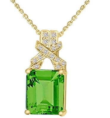 gold vermeil pendant-emerald cut & twist round stone