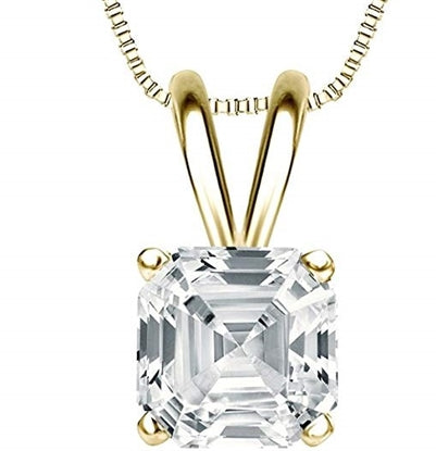 1 ct Asscher cut Diamond stone in Gold Vermeil