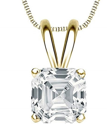 1 ct Asscher cut Diamond stone in Gold Vermeil