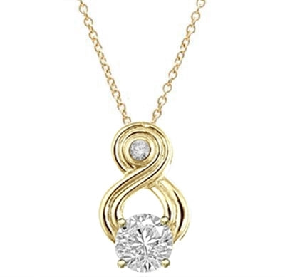 Intriguing and exotic pendant with 2 carat Diamond Essence round brilliant masterpiece in Gold Vermeil.