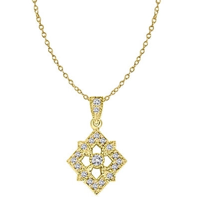 Diamond Essence Designer Pendant with Round Stones. 1.25 Cts. T.W. set in 14K Gold Vermeil.
