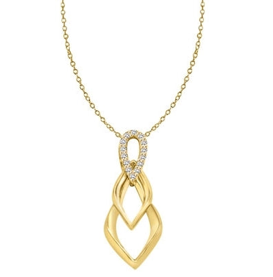 Tear Drop Pendant with Diamond Essence Triple Twist. 0.75 Cts. T.W. In 14k Gold Vermeil.