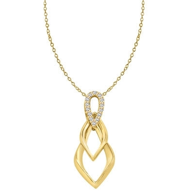 Tear Drop Pendant with Diamond Essence Triple Twist. 0.75 Cts. T.W. In 14k Gold Vermeil.