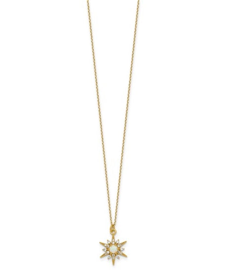 Opal and diamond star gold-plated silver pendant