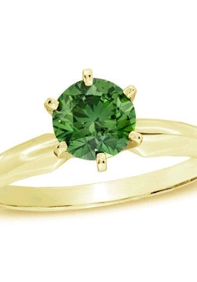 Diamond Essence Solitaire Ring With Emerald Round Brilliant stone, 2 Cts.T.W. In 14K Gold Vermeil.