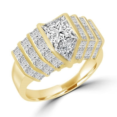 2ct octrillion stone & round stones in gold vermeil ring