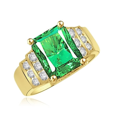 Emerald and Diamond Essence Ring in Gold Vermeil