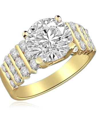 ring-3ct round stone,round jewels in Gold Vermeil