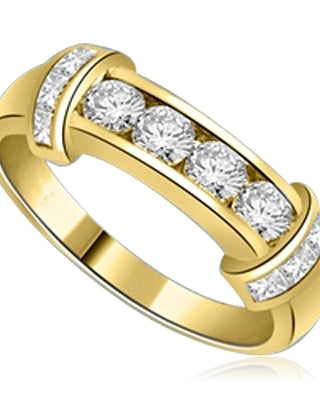 Ruby Essence diamonds with a bar of gems on either side ring