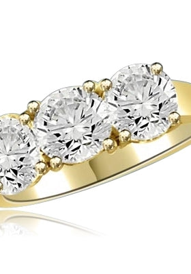 Three stone ring featuring Diamond Essence center stone and round accents, 3.0 cts. t.w. in 14K Gold Vermeil.