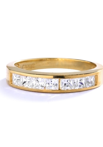 0.70ct elegant band princess cut diamond ring in gold vermeil