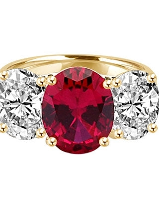 Three stone Jaw dropping oval Ruby stone ring