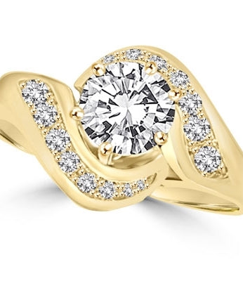 Ring channel set round diamond in swirl design