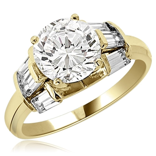 Artistic ring with raised prongs in gold vermeil