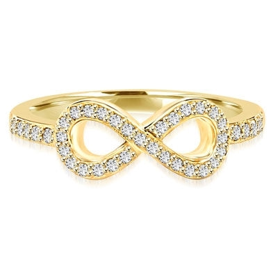 Infinity Ring with 1.60cts.t.w.of Diamond Essence Melee, in Gold Plated Sterling Silver.