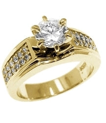Diamond Essence Ring With 1 Ct. Round Brilliant Center Set in Six Prong Setting and Sparkling Melee on The Band Enhance the look in 14K Gold Vermeil,1.25 Cts.T.W.