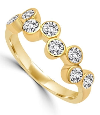Diamond Essence Ring with 0.20 Ct. Each Round Brilliant Stone In 14K Gold Vermeil ZigZag Bezel Setting.