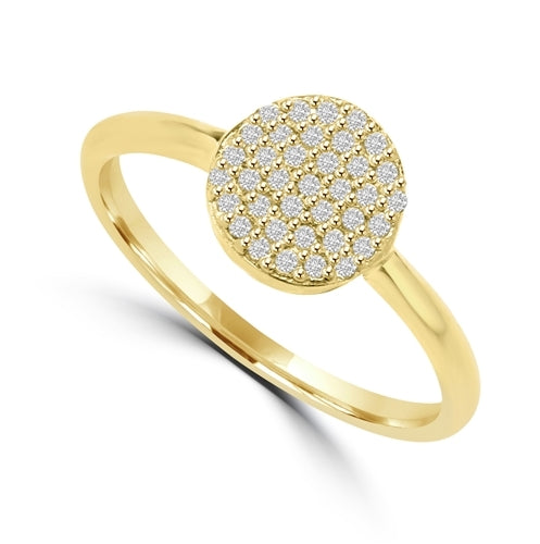 Diamond Essence Ring with Brilliant Melee In Circular Pave Setting, 0.20 Ct.T.W. In 14K Gold Vermeil.