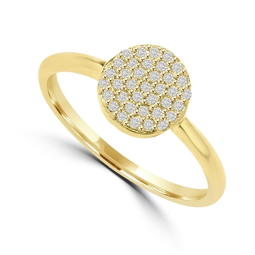 Diamond Essence Ring with Brilliant Melee In Circular Pave Setting, 0.20 Ct.T.W. In 14K Gold Vermeil.