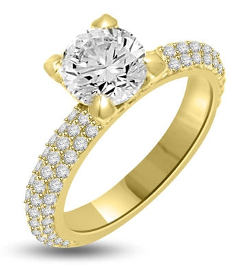Wonderful Brilliance! You will behold this beauty forever with its glittering 1.25 Cts. Round Diamond Essence Brilliant sitting atop on 1.25 Cts. of Sheer sparkles on the band and on the prongs. Appx. 2.50 Cts.T.W. set in 14K Gold Vermeil.