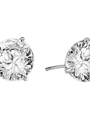 Pair of Studs in three prongs Martini Setting, Round Diamond Essence in each stud. 6.0 Cts T.W. set in 14K Solid White Gold.