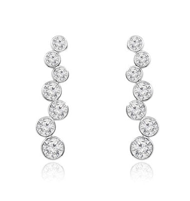 Bezel setting round stone in solid gold earrings