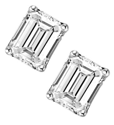 1 ct Emerald Studs earrings in solid white gold