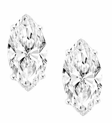 0.5ct marquise Studs in 14K Solid White Gold