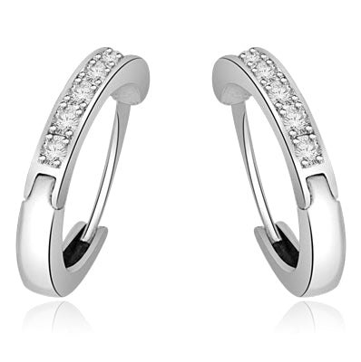 Hoop Earrings set in 14K Solid White Gold