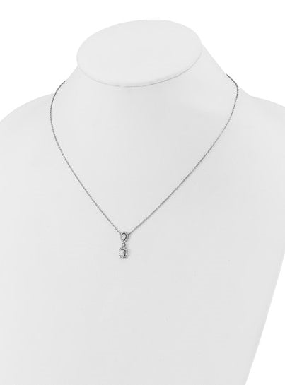Prong Set Halo Necklace with Diamond Essence Brilliant stones in 14K White Gold