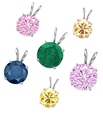 1 ct different color stone pendants White Gold