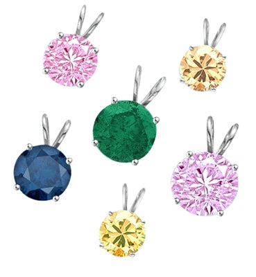3ct different color stone pendants White Gold