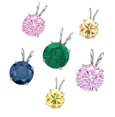 3ct different color stone pendants White Gold