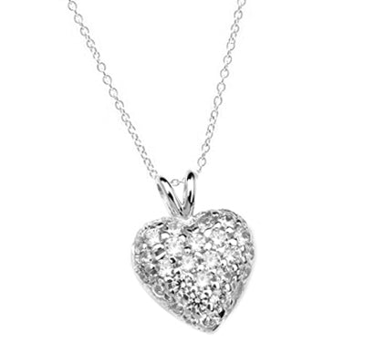 Heart Pendant with 1.30 Cts.T.W. Pave - Set Round Brilliant Melee, to guide him directly to you. 1/2 inch long in 14K Solid White Gold.
Free Silver Chain Included.