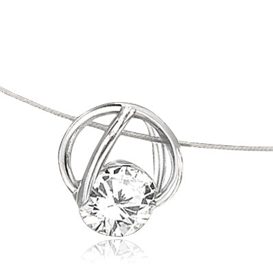 14K Solid White Gold Slide Pendant with classic Round Brilliant Diamond Essence. 1.25 Cts.T.W. (Also available in 14K Solid Gold, Item# GPD1712).