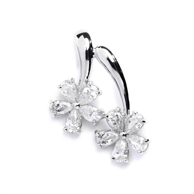 Pendant-solid gold,2 flower slide,10 pear shape stone