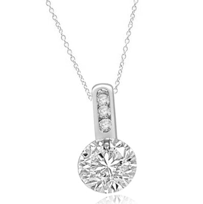 Magnificent pendant with 2.0 cts. tension set in 14K Solid White Gold