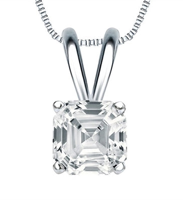 Asscher Cut Diamond pendant White Gold
