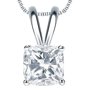 Cushion Cut Diamond pendant White Gold