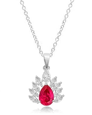 2ct pear cut ruby,marquise cut pendant in white gold