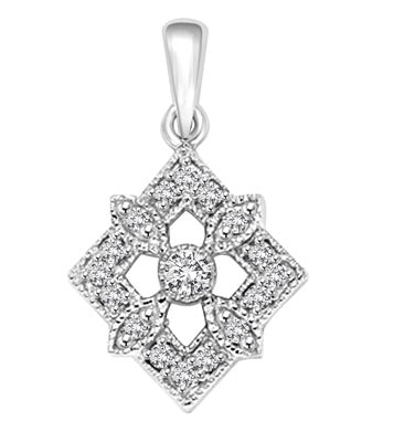 Diamond Essence Designer Pendant with Round Stones.1.25 Cts. T.W. set in 14K Solid White Gold.
