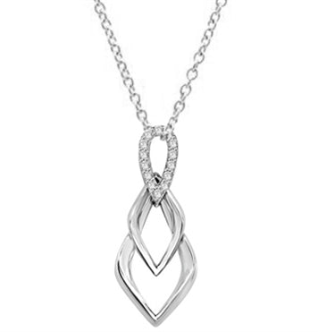Tear Drop Pendant with Diamond Essence Triple Twist. 0.75 Cts. T.W. In 14k Solid White Gold.