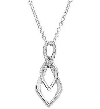 Tear Drop Pendant with Diamond Essence Triple Twist. 0.75 Cts. T.W. In 14k Solid White Gold.