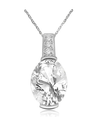 3ct oval-cut stone pendant in Solid White Gold
