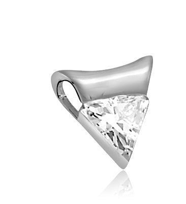 pendant-1ct triangle cut stone in 14K Solid White Gold